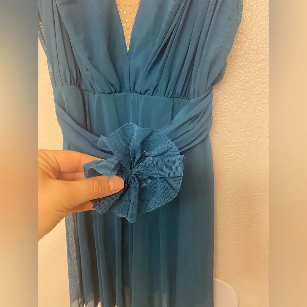 A wish come true dance costume teal lyrical dress 23024Y Stay LA-Large adult